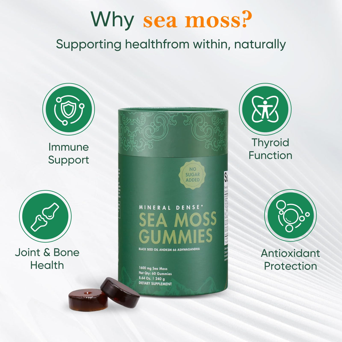 Gummies Xuore avec shilajit et algues marines en vue latérale