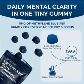 Gummies Yeloart au bleu de méthylène avec vue de près