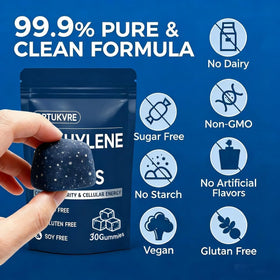 Gummies Yeloart au bleu de méthylène sur une table