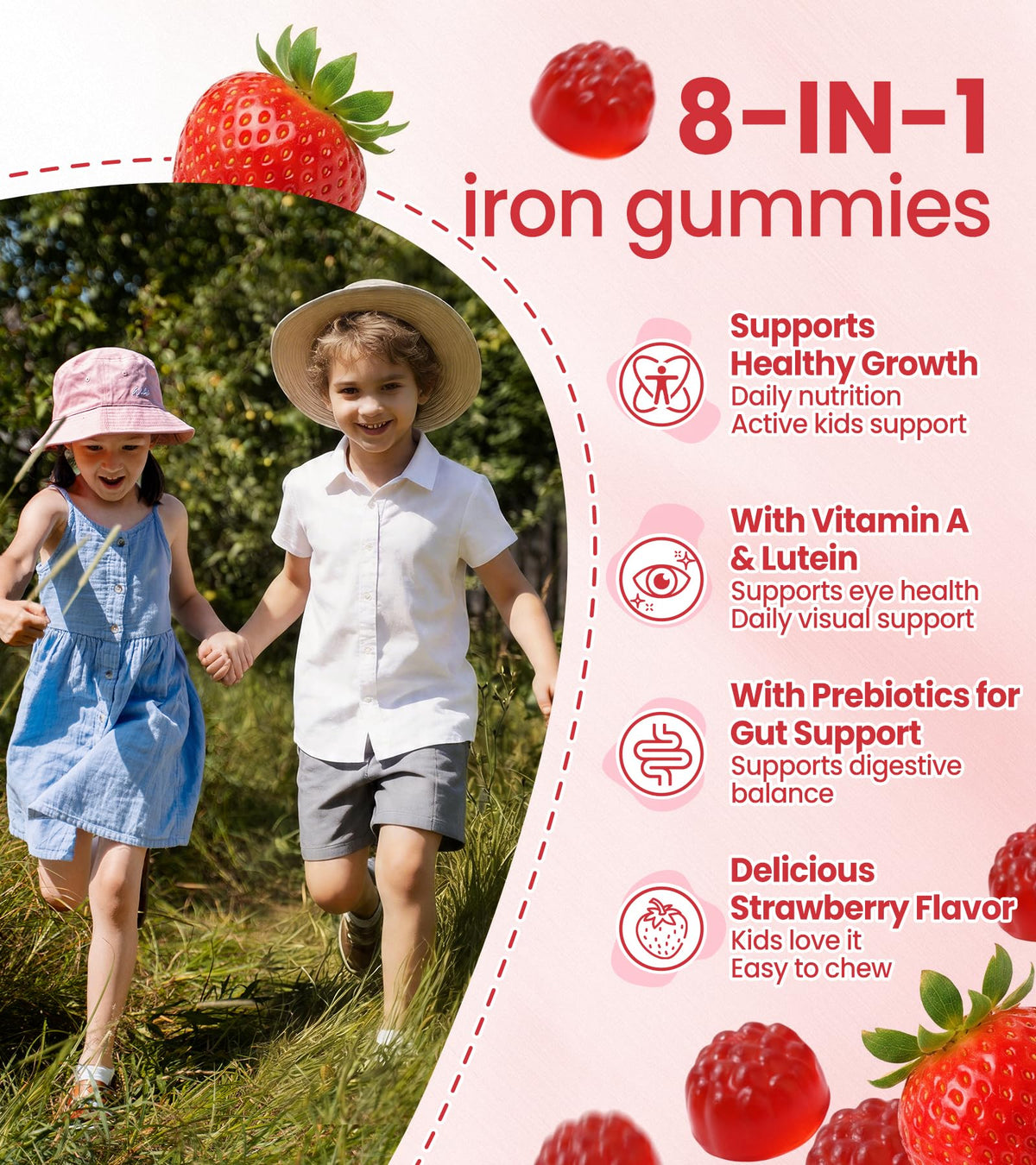 Gummies Yheso au fer pour enfants, avec une cuillère à côté