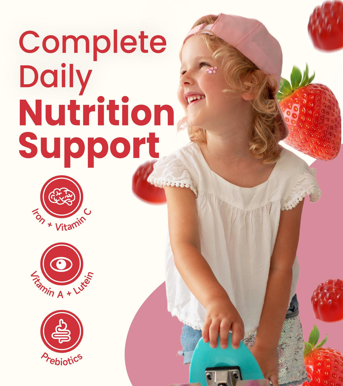 Gummies Yheso dans un bol, avec des fraises fraîches à côté