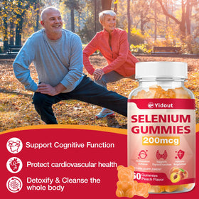 Gummies Yidout au sélénium sur fond blanc
