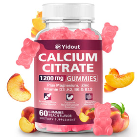 Gummies Yidout Calcium Citrate 1200mg goût pêche, vue avant