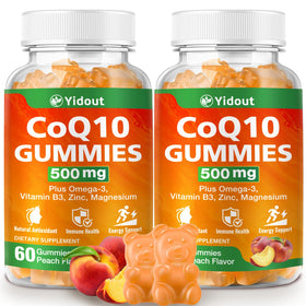 Gummies Yidout CoQ10 500MG Pêche en pot vue de face