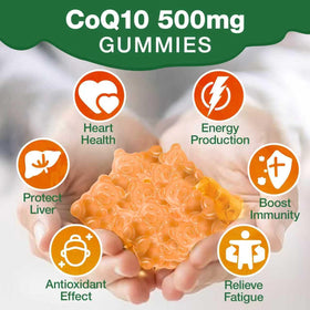 Gummies Yidout CoQ10 avec des fruits frais autour