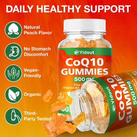 Gummies Yidout CoQ10 sur une surface en bois