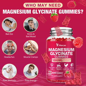 Gummies Yikecao au magnésium glycinate, texture douce et saveur framboise