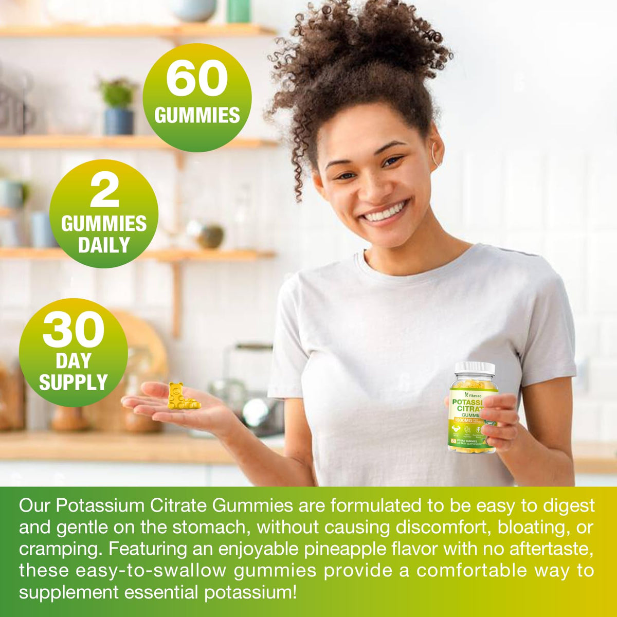 Gummies Yikecao citrate de potassium, mise en scène avec des accessoires de sport