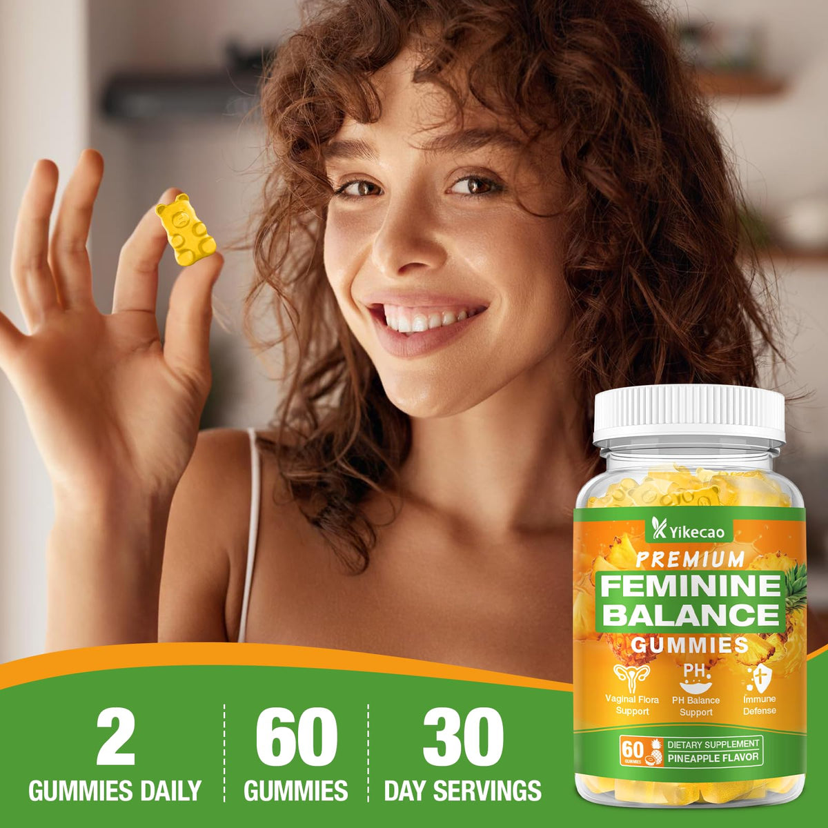 Gummies Yikecao Équilibre Féminin ananas avec des fruits frais