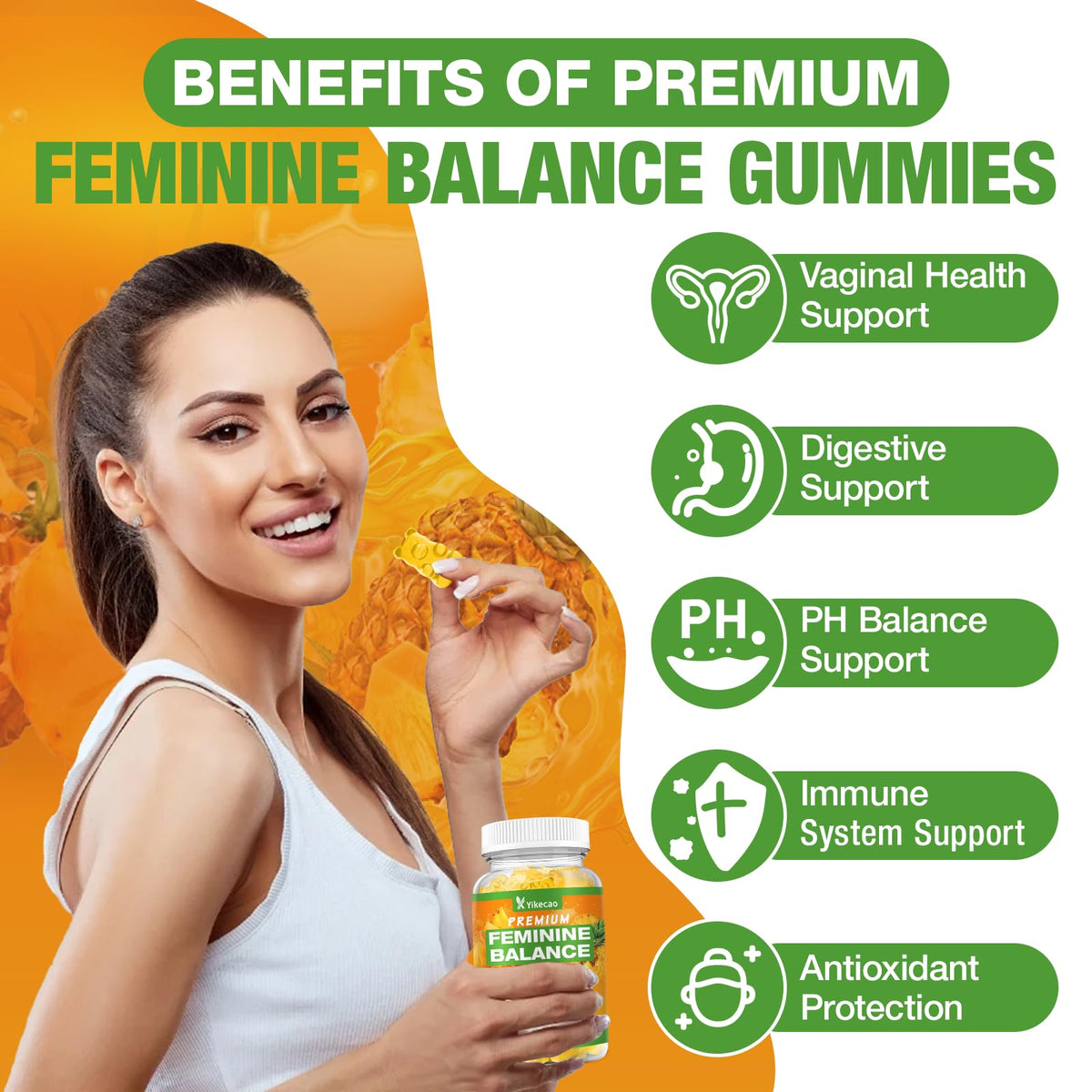 Gummies Yikecao Équilibre Féminin ananas dans une main