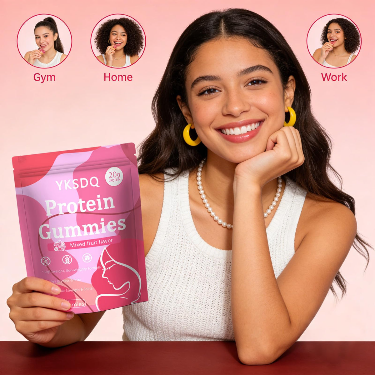Gummies YKSDQ avec 20g de protéines d'origine végétale par portion