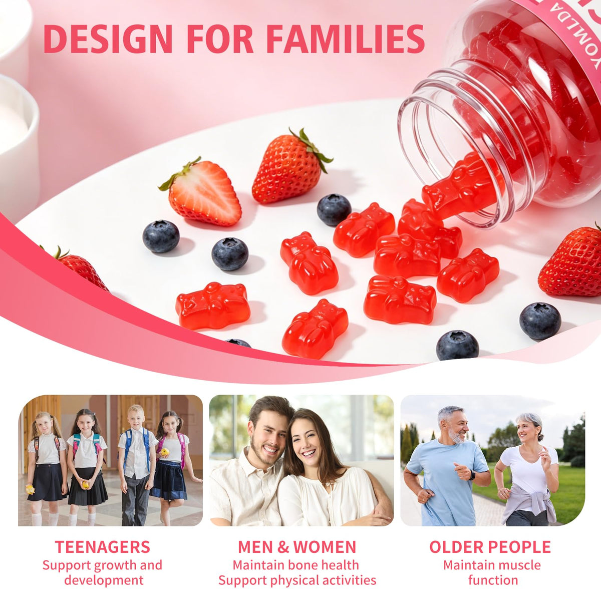 Gummies YOMLDA avec D3 et K2 sur fond blanc