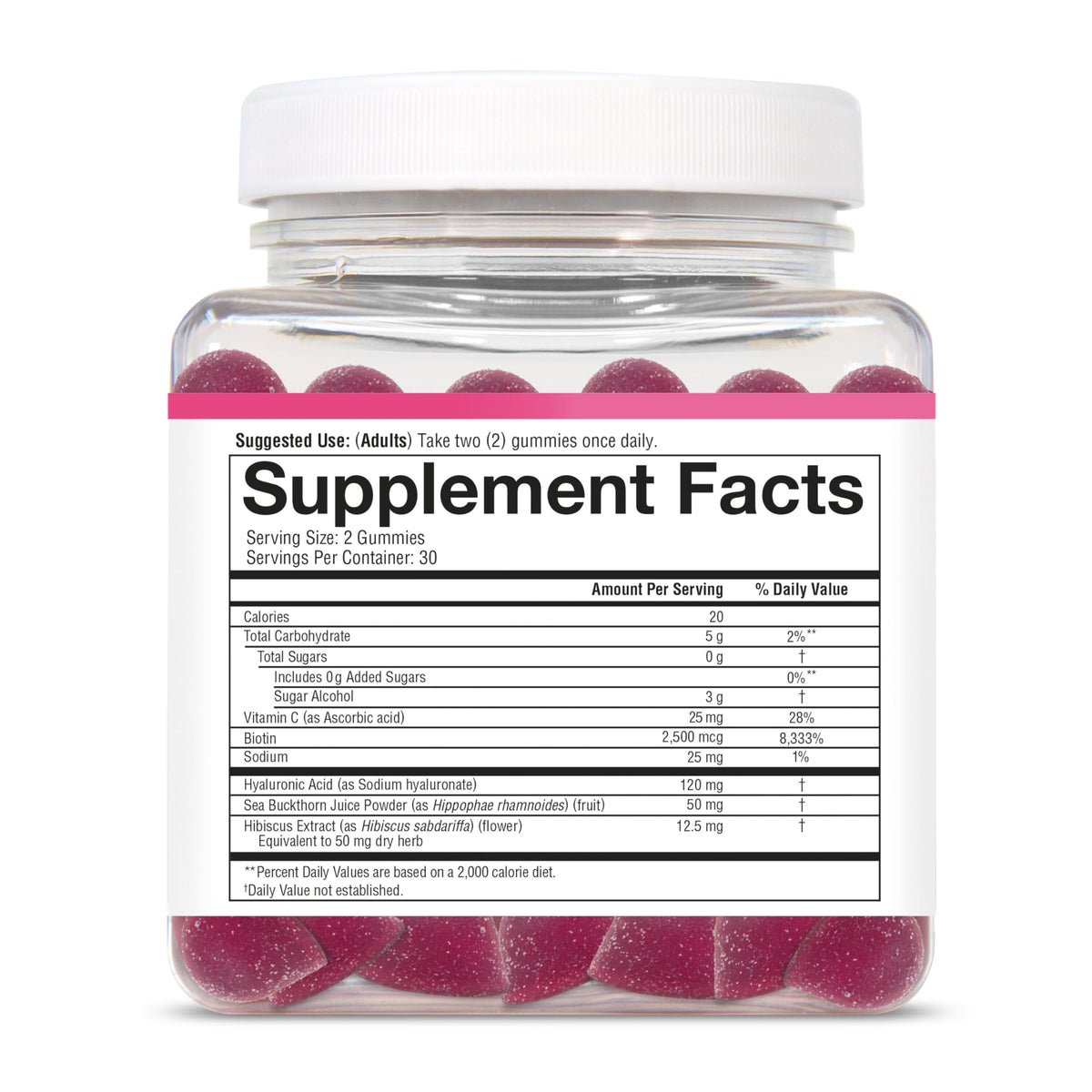Gummies Youtheory vue arrière avec informations nutritionnelles
