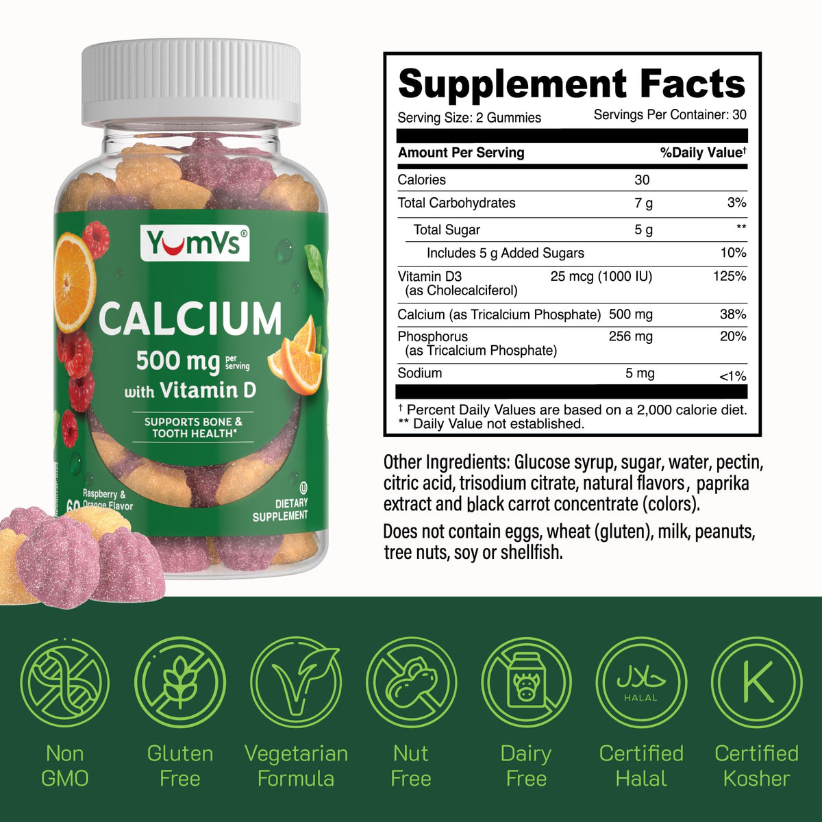 Gummies YUM-V'S Calcium 500mg avec Vitamine D3, ouvert