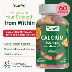 Gummies YUM-V'S Calcium 500mg, vue de face avec étiquette