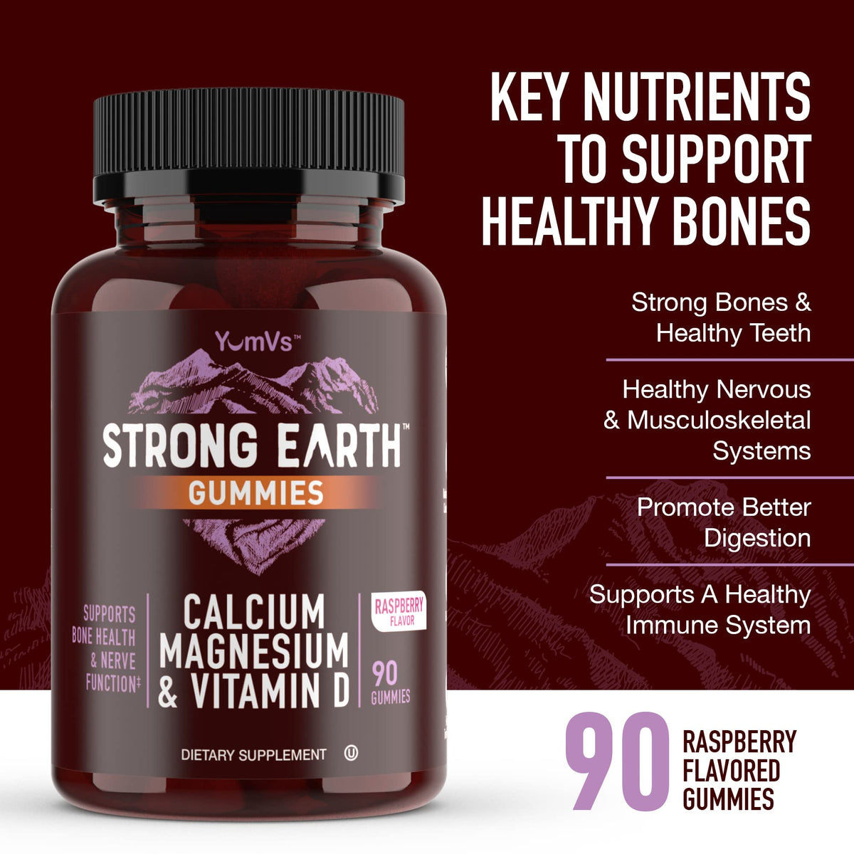 Gummies YUM-V'S Calcium, Magnésium, Vitamine D3 montrant la texture moelleuse