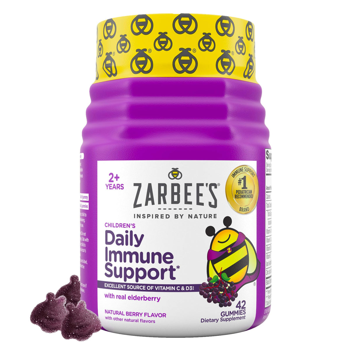Gummies Zarbee's pour enfants au sureau, 42 unités, vue de face