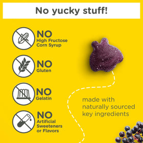 Gummies Zarbee's pour enfants au sureau, ingrédients et valeurs nutritionnelles