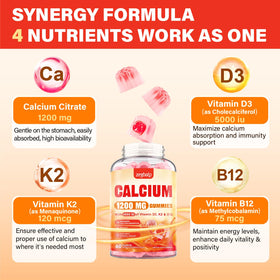 Gummies ZEGBALP au calcium 1200 mg, texture et couleur naturelle