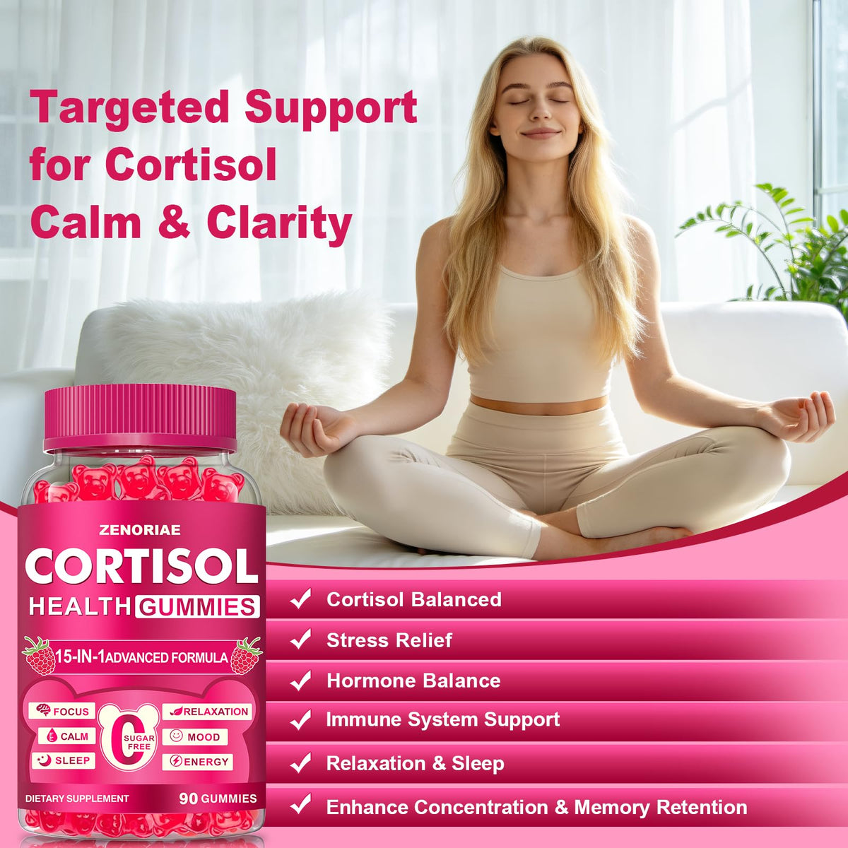 Gummies ZENORIAE Cortisol sur une cuillère en bois