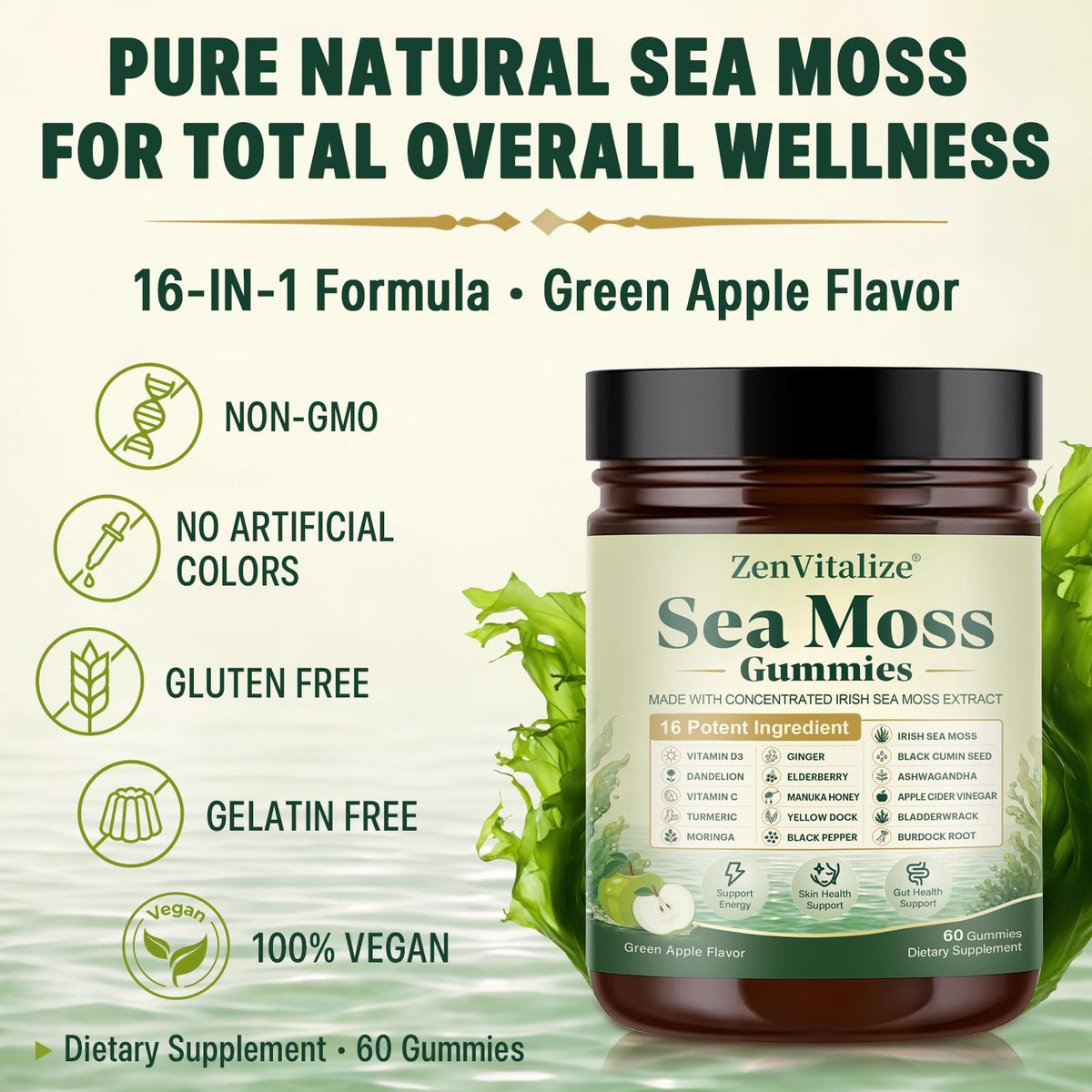 Gummies ZenVitalize Mousse de Mer avec étiquette visible