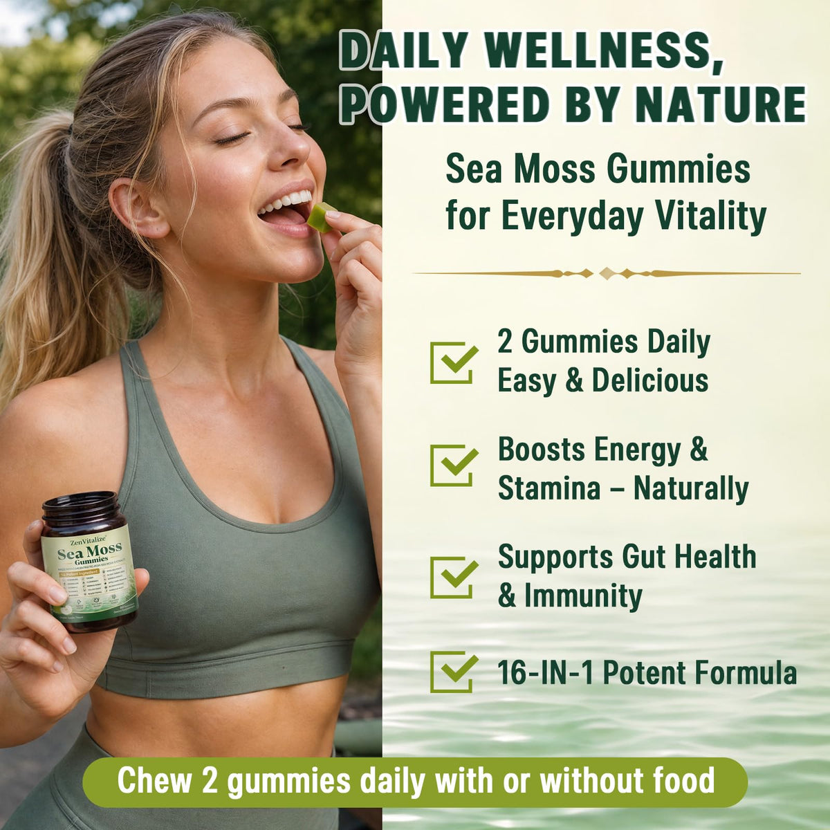 Gummies ZenVitalize Mousse de Mer ouvertes avec une portion