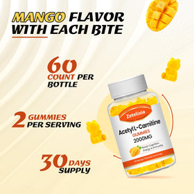 Gummies Zetelixia Acétyl L-Carnitine avec détails des ingrédients
