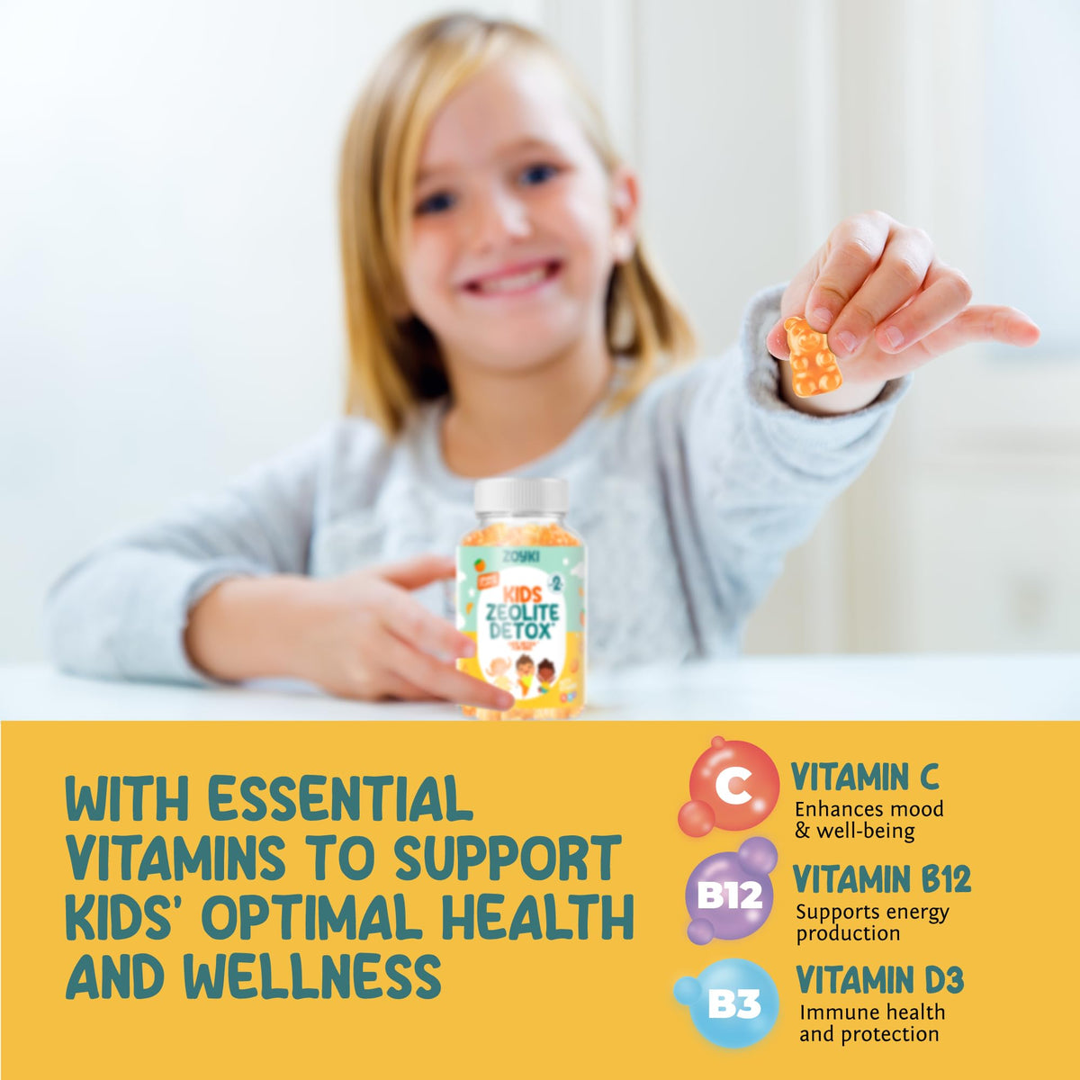 Gummies Zoyki pour Enfants, portion dans une main d'enfant