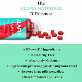 Gummy anti-migraine Alafia Naturals dans une main, prêt à être consommé