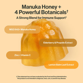 Gummy au miel de Manuka MGO 643+ de kindnature, gros plan