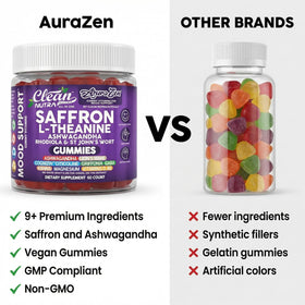 Gummy au safran avec étiquette détaillée