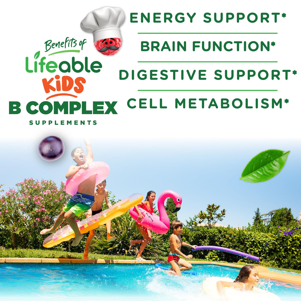 Gummy B Complex à la fraise, gros plan sur le produit