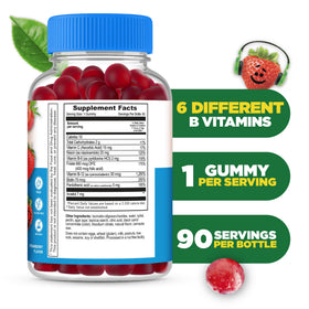 Gummy B-Complex Lifeable avec goût de fraise, vue de près