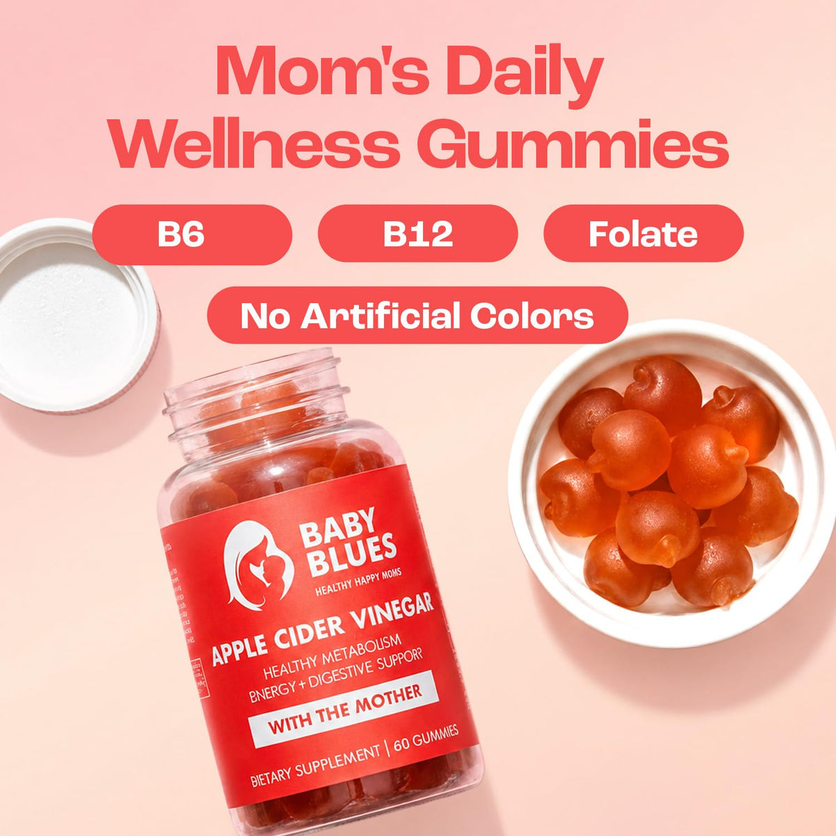 Gummy Baby Blues au vinaigre de cidre de pomme dans la main