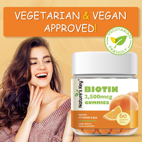 Gummy Biotine Nature's Key avec vitamine C et E en format gummy orange
