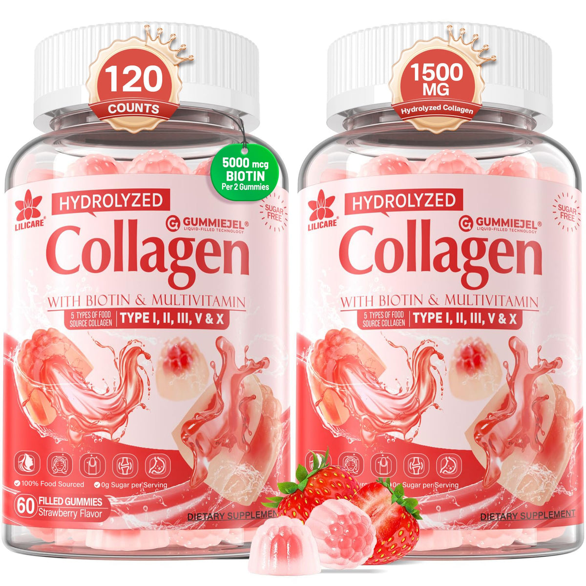Gummy Collagène LILICARE 1500mg 5000mcg Biotine vue de face