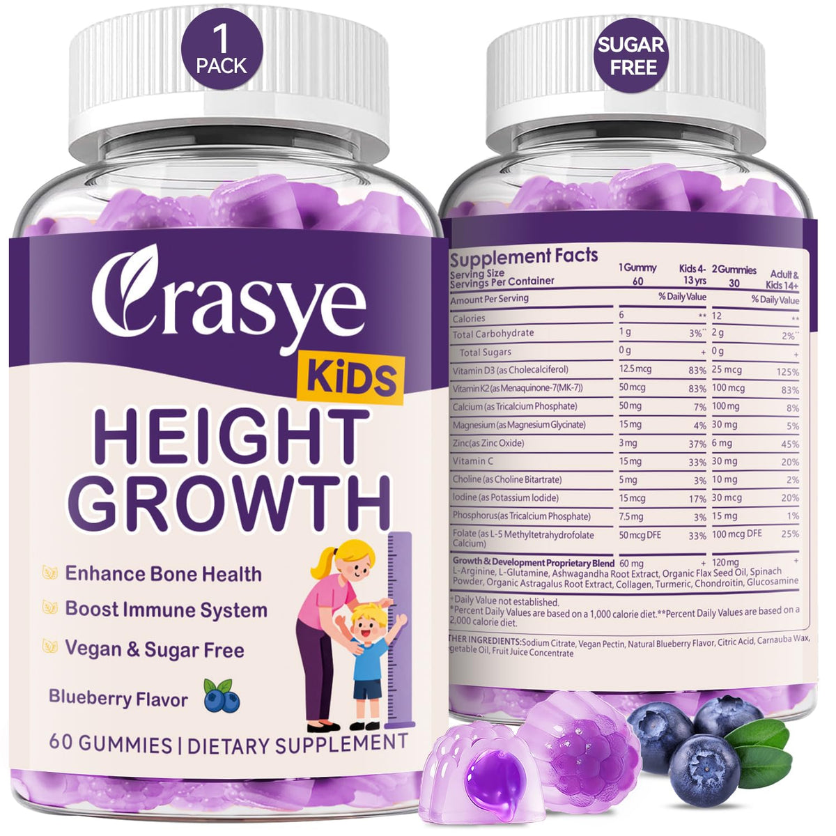 Gummy Crasye Croissance Taille 231g, vue avant avec emballage