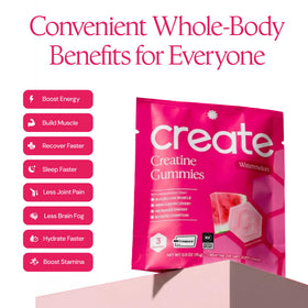 Gummy créatine Create avec texte nutritionnel visible