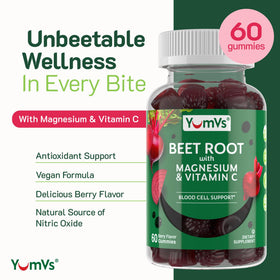Gummy de betterave YUM-V'S avec magnésium et vitamine C