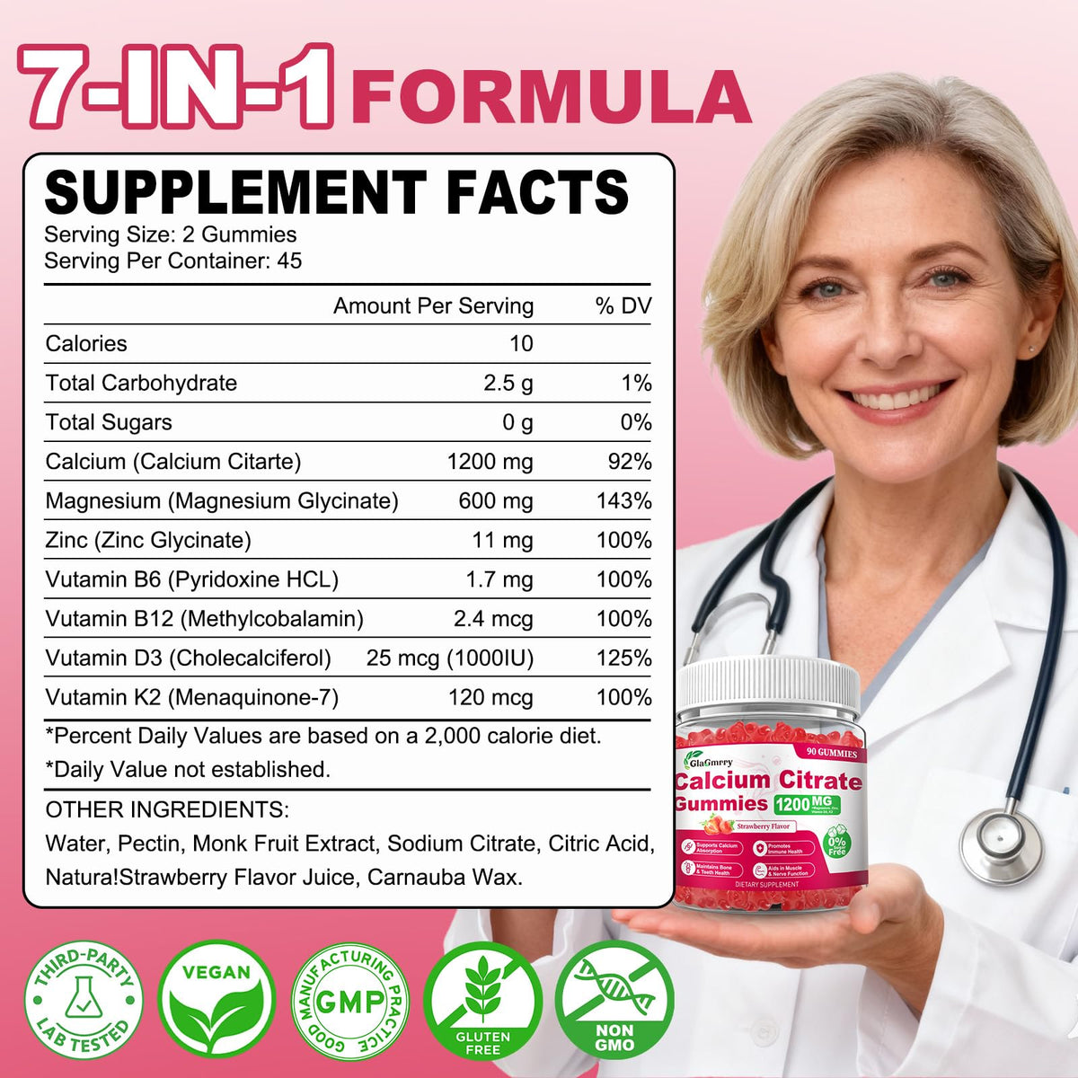 Gummy de Calcium Citrate GlaGmrry en gros plan
