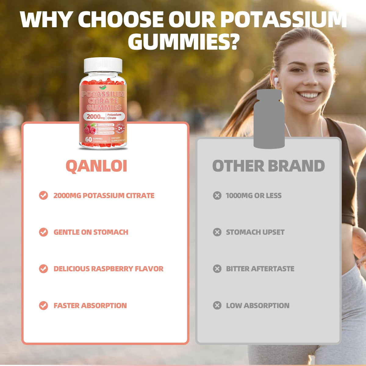 Gummy de Citrate de Potassium QANLOI avec ingrédients naturels