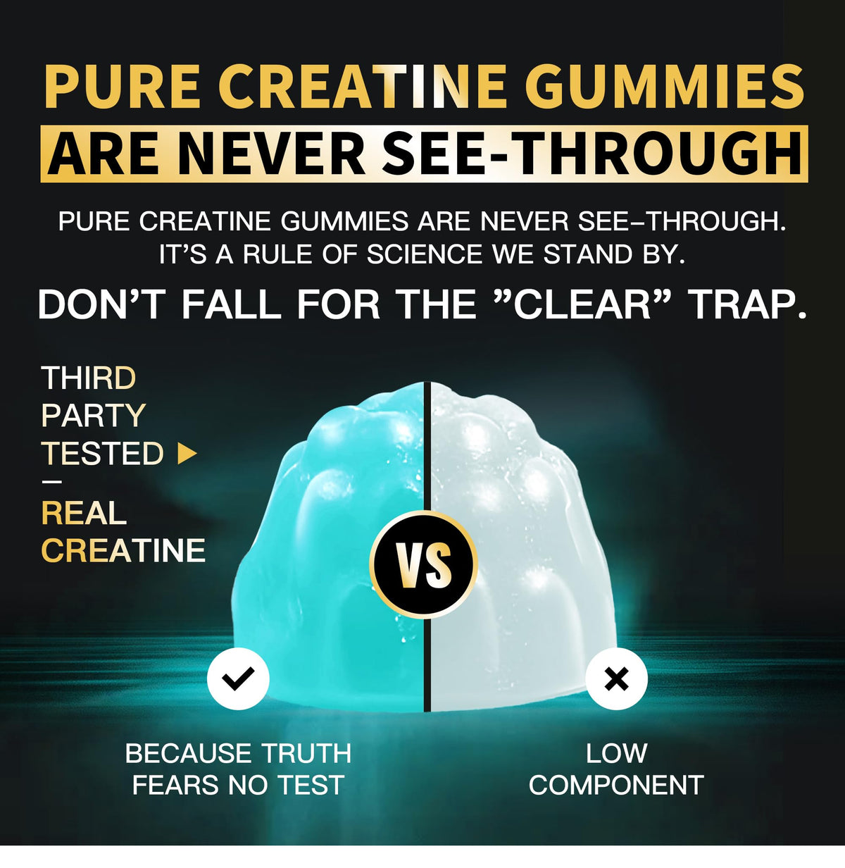 Gummy de créatine Nutravita dans la main, mettant en valeur la texture