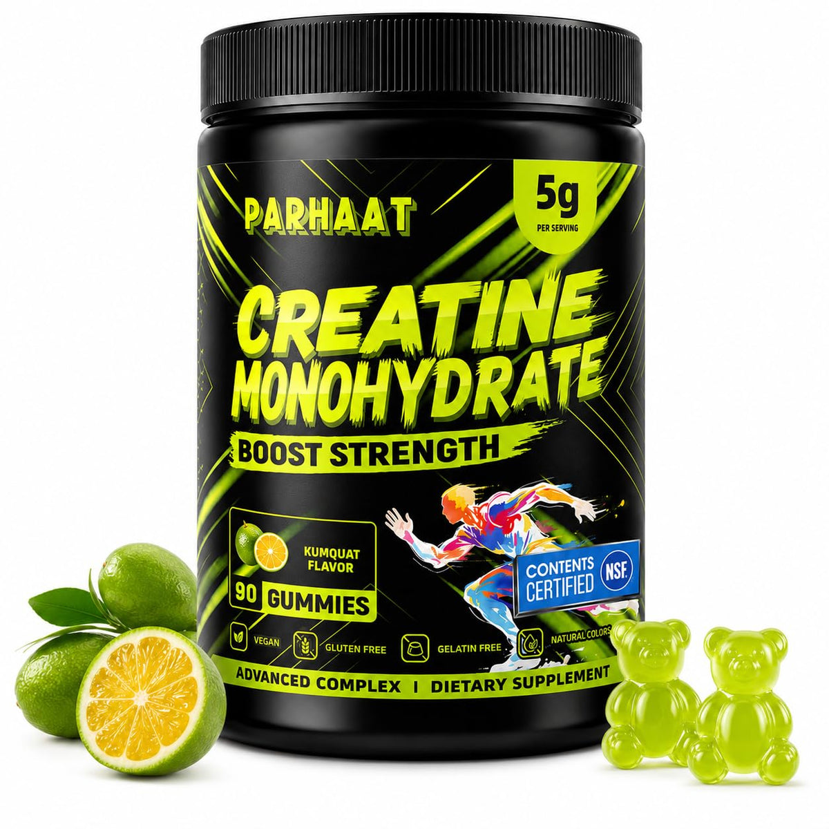 Gummy de créatine Parhaat 90 gummies au kumquat, vue de face