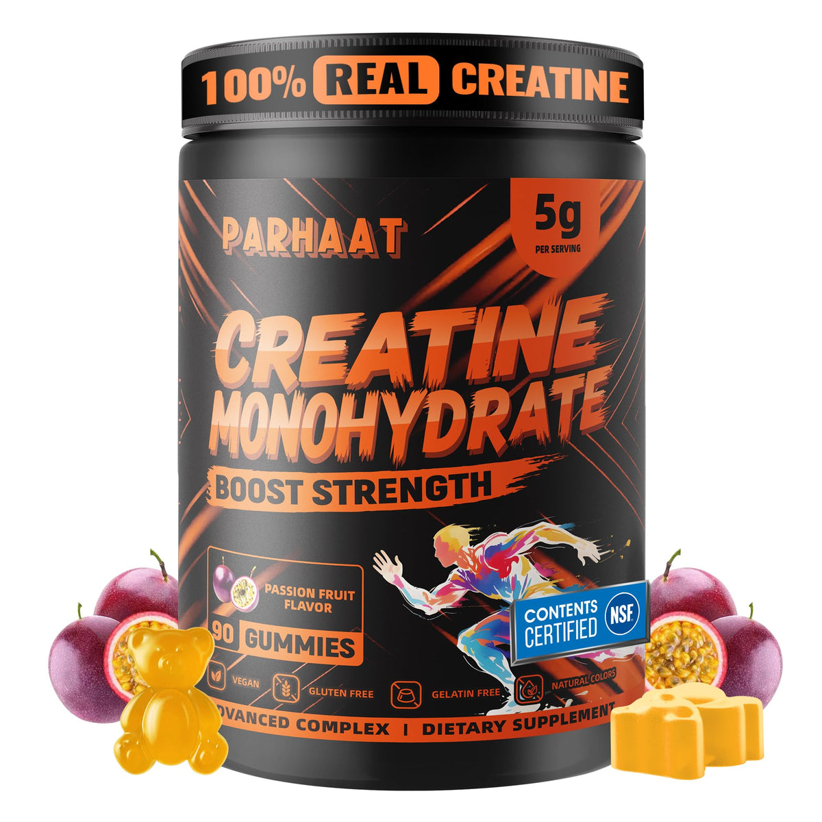 Gummy de créatine Parhaat, modèle fruit de la passion, vue de face