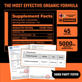 Gummy de créatine Parhaat, vue arrière avec informations nutritionnelles