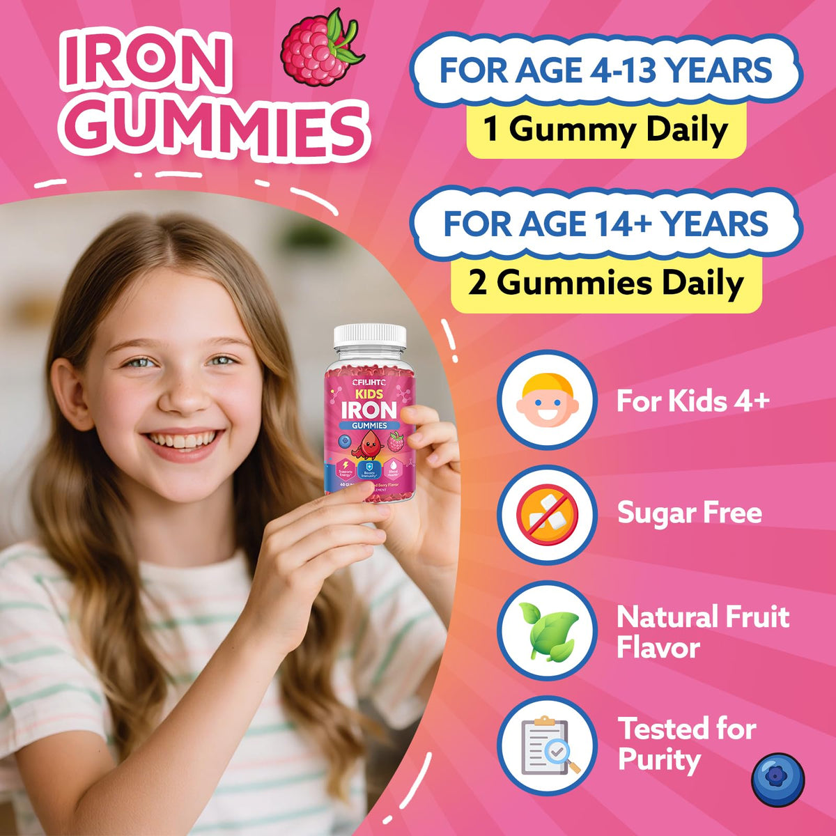 Gummy de fer CFILIHTC, montrant la forme et la couleur