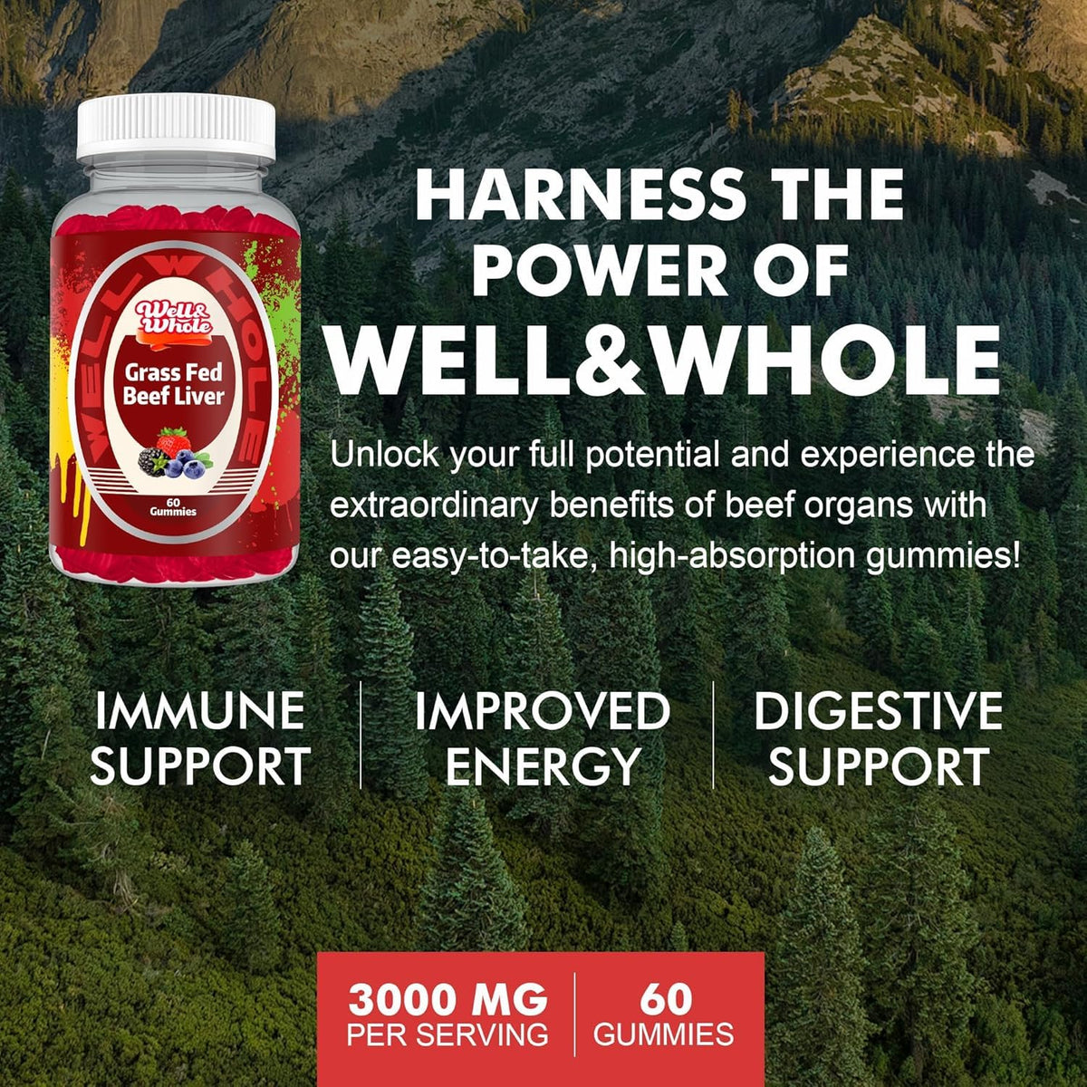 Gummy de Foie de Boeuf Well&Whole 358g prise en main