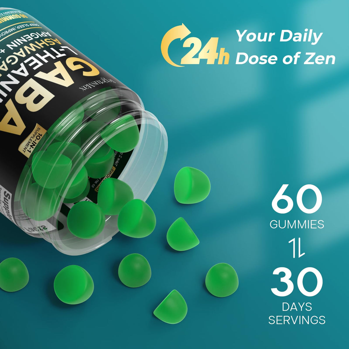 Gummy de GABA 500mg VEGETUSMAX sur fond blanc