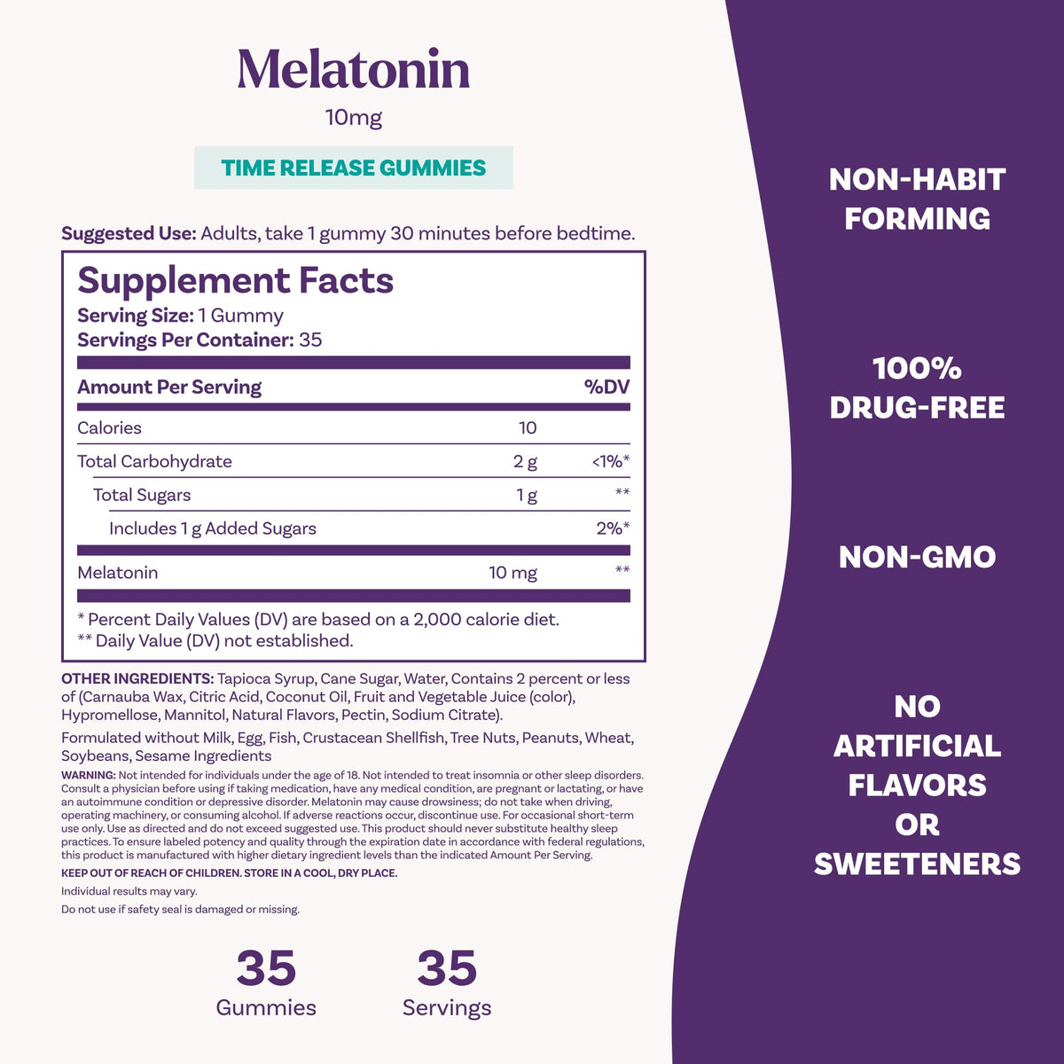 Gummy de mélatonine Natrol 10mg sur un fond blanc