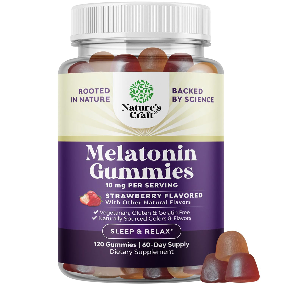 Gummy de mélatonine Natures Craft 10mg, vue de face